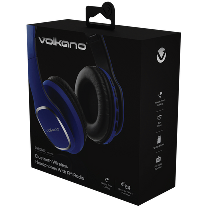 Volkano Phonic Series Bluetooth Full Size Headphones - Blue