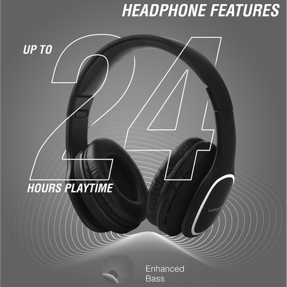 Volkano Phonic Series Bluetooth Full Size Headphones - Black