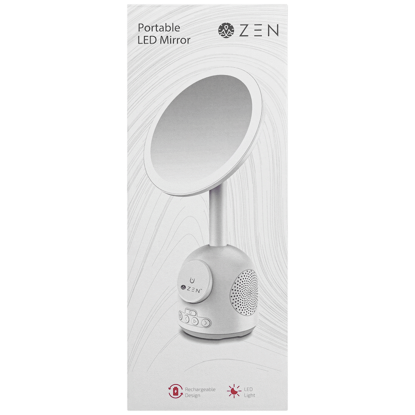 ZEN Unify Series Wireless Phone Charger with Bluetooth Speaker and Mirror - White