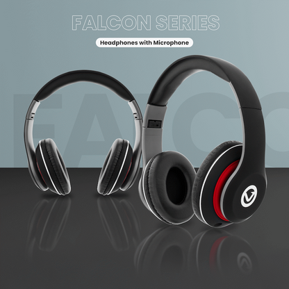 Volkano Falcon Headphones with Microphone - Black