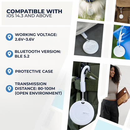 MiTag Apple-Compatible Tag with Leather Keychain Accessory - 1 Pack