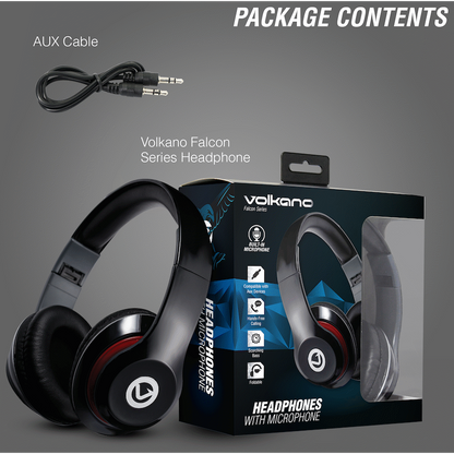 Volkano Falcon Headphones with Microphone - Black