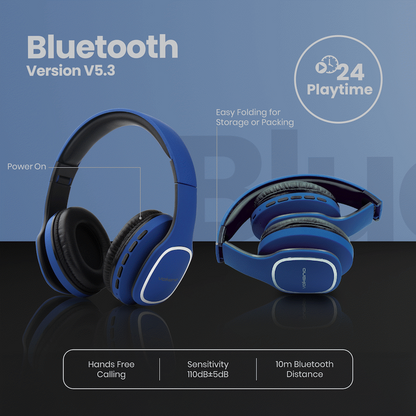Volkano Phonic Series Bluetooth Full Size Headphones - Blue