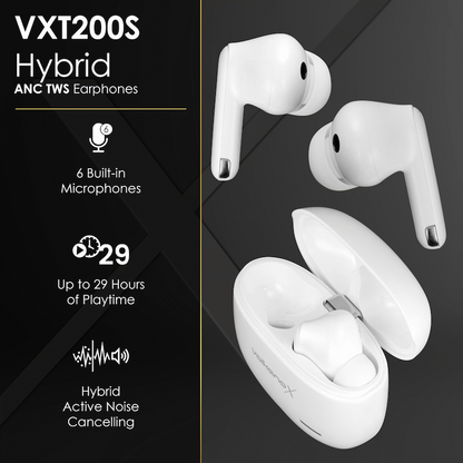 VolkanoX VXT200S Hybrid ANC TWS Earphones - White