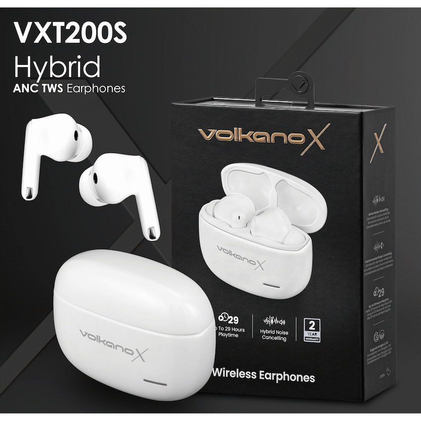 VolkanoX VXT200S Hybrid ANC TWS Earphones - White