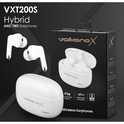 VolkanoX VXT200S Hybrid ANC TWS Earphones - White