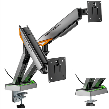 Volkano Gaming Void Series- Dual Arm Full Motion Monitor mount - RGB - GR
