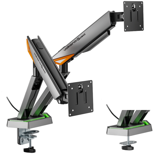 Volkano Gaming Void Series- Dual Arm Full Motion Monitor mount - RGB - GR
