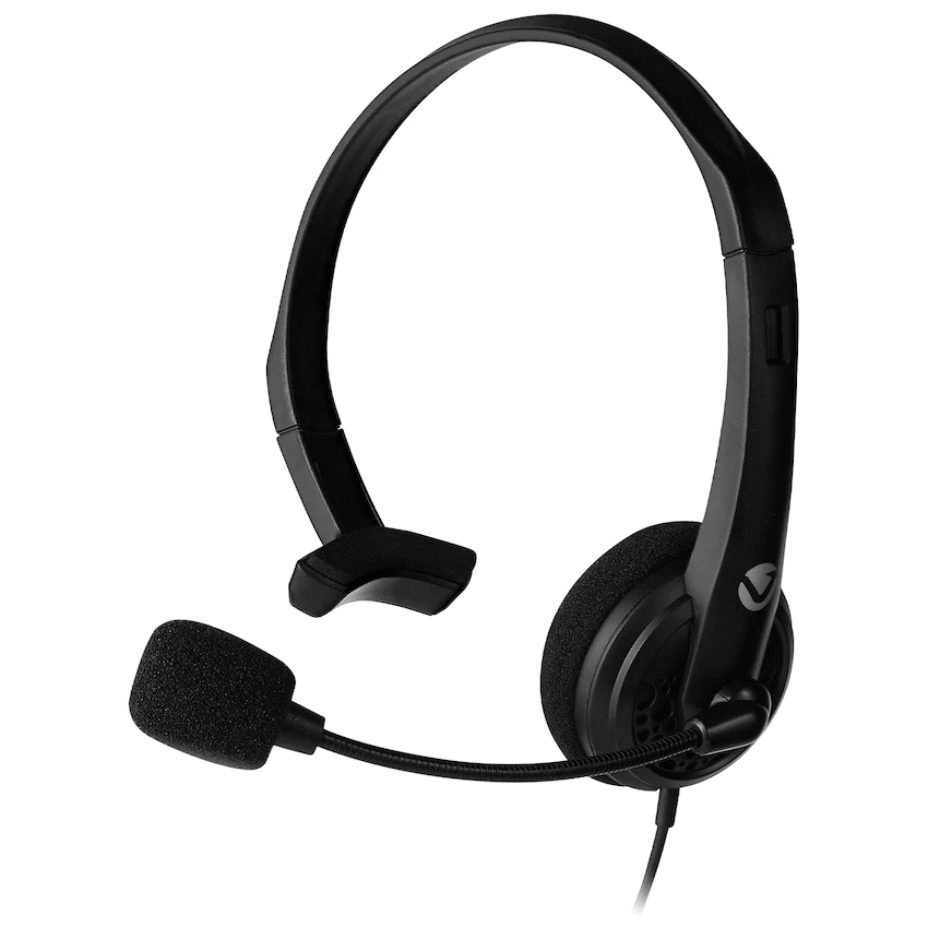 Volkano Chat series mono headset with boom microphone.