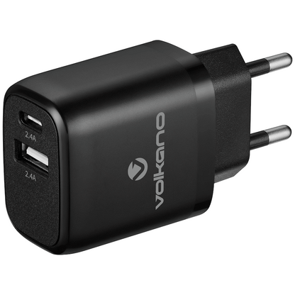 Volkano Volt-C Series Dual USB and USB-C Wall Charger with USB to USB-C Cable Included