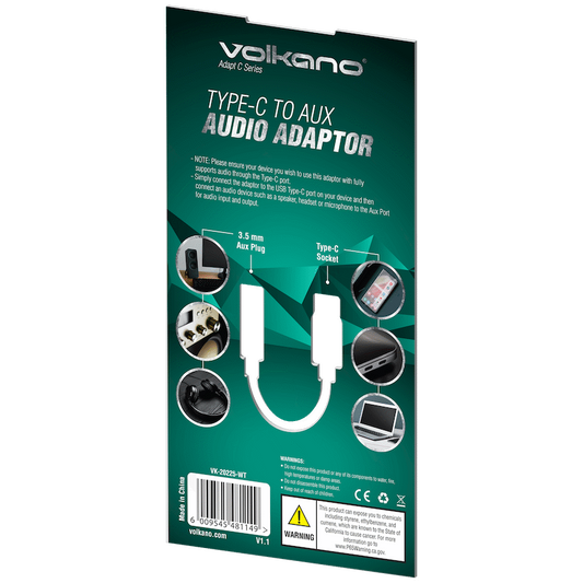 Volkano Adapt C Series Type-C to AUX Audio Adaptor