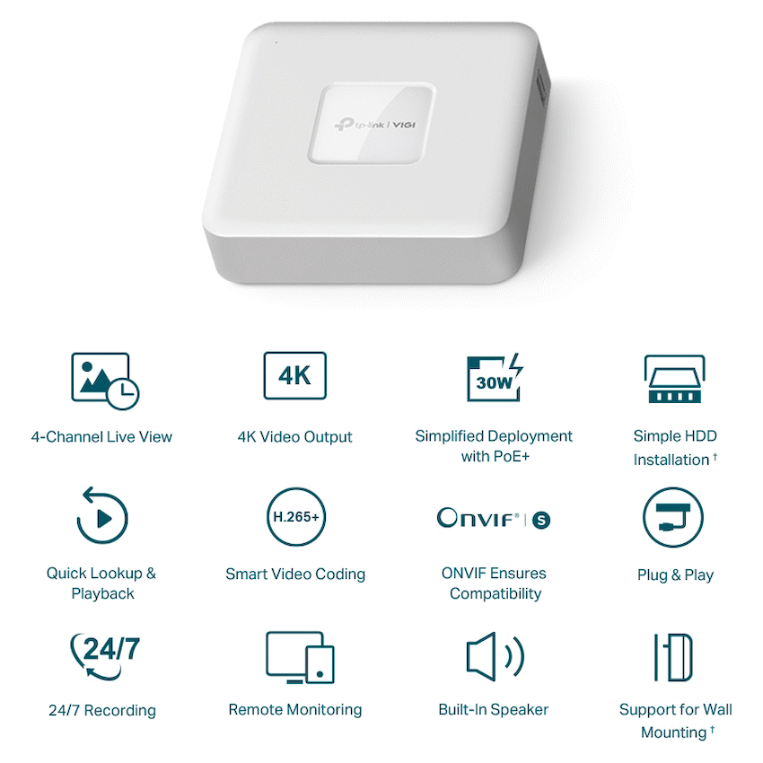 TP-Link Vigi NVR1104H-4P 4 Channel PoE Network Video Recorder
