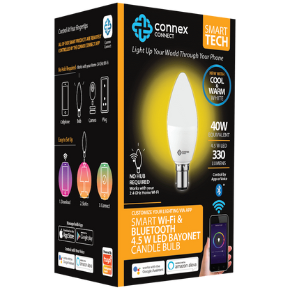Smart WiFi Bulb 4.5W LED White Candle Bayonet