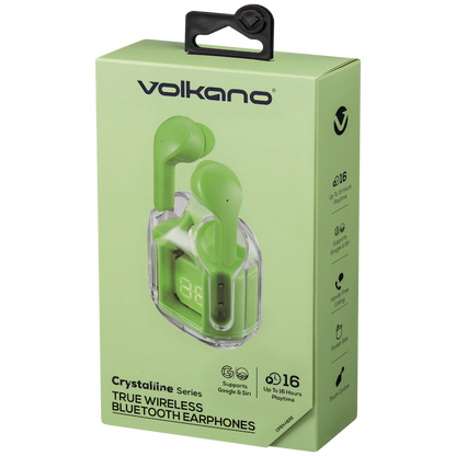 Volkano Crystalline Series TWS Earphone - Neon - Hardbox