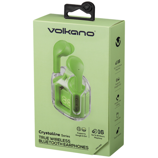 Volkano Crystalline Series TWS Earphone - Neon - Hardbox