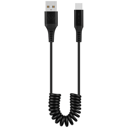 Volkano Helix Series Coiled 1m Charging Cable USB-A To USB-C 60W - Black