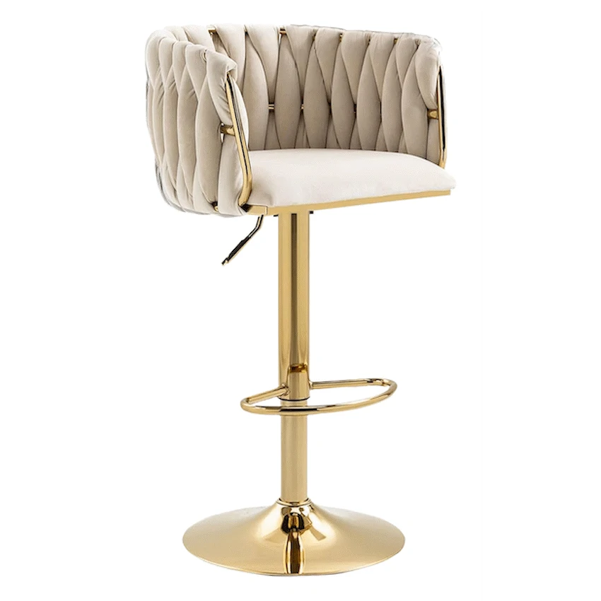 Everfurn Princeton Barstool - Gold & Cream