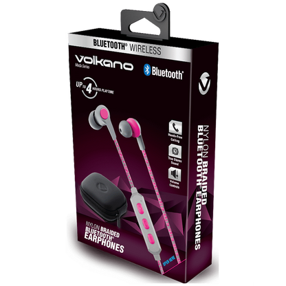 Volkano Moda - Nylon Bluetooth Earphones with Carry Case - PK