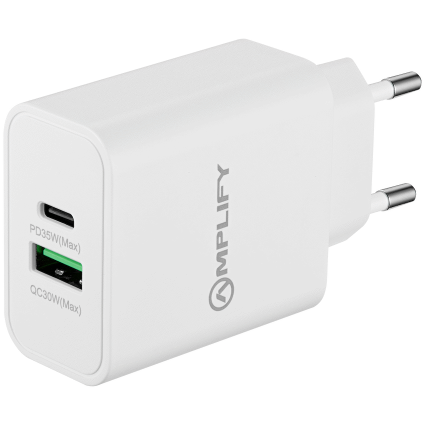 Amplify VoltKit 2 Series TWS Earphones & 35W Dual Wall Charger - White