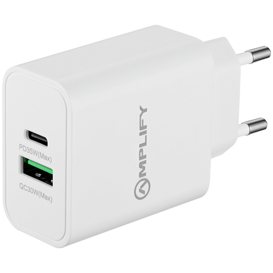 Amplify VoltKit 2 Series TWS Earphones & 35W Dual Wall Charger - White