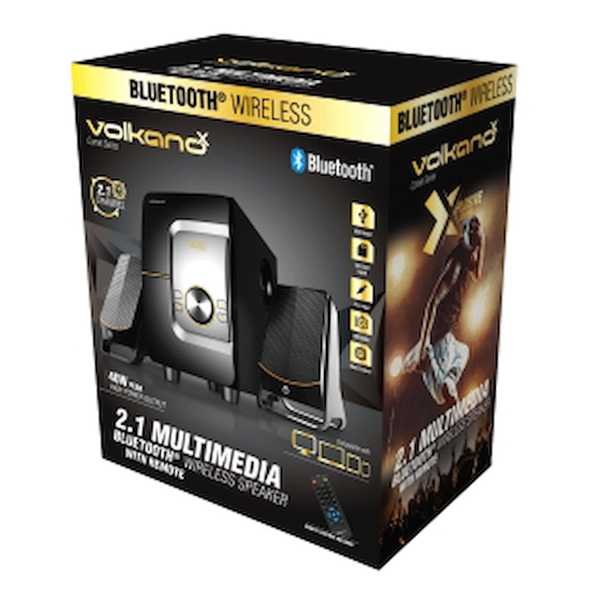 VolkanoX Comet Series 2.1 Speaker - Black with USB/Micro SD and Bluetooth