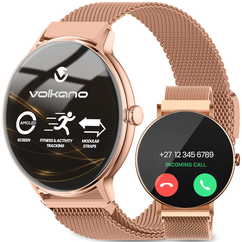 Volkano Ayla Collection Smartwatch with Extra Silicone Strap - Gold