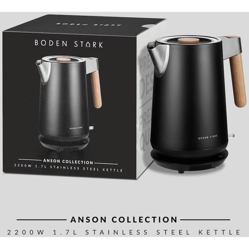 Boden Stark Anson Collection 1.7l 2000w Stainless Steel Kettle - Black