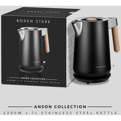 Boden Stark Anson Collection 1.7l 2000w Stainless Steel Kettle - Black