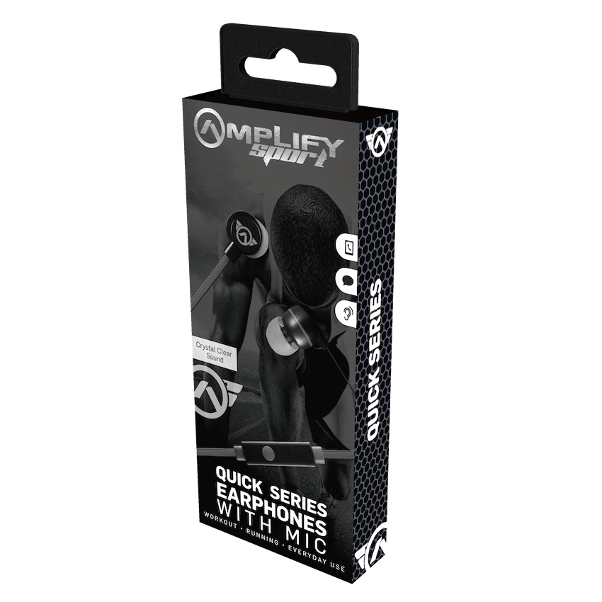 Amplify Sport Quick Series Earbuds with Mic - Black/Grey