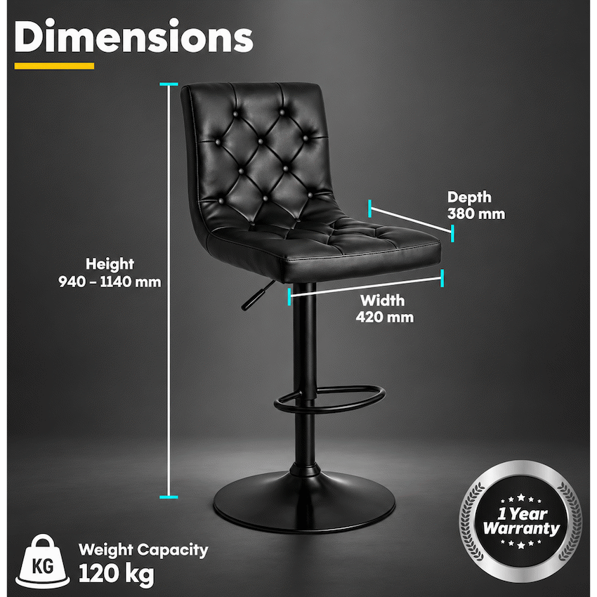 Everfurn Bayer Large Barstool Black