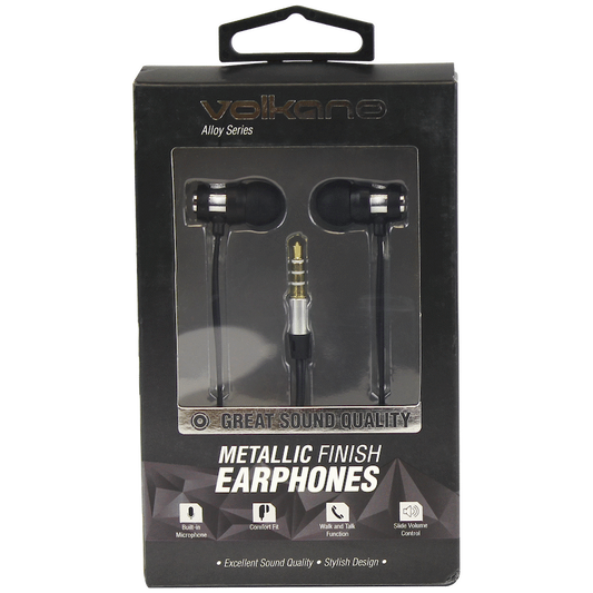 Volkano Alloy Series Metal Earphone - Silver