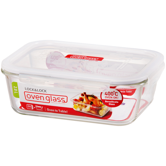 LocknLock Euro Glass container rect 2lt ( Order in Qty of 2)