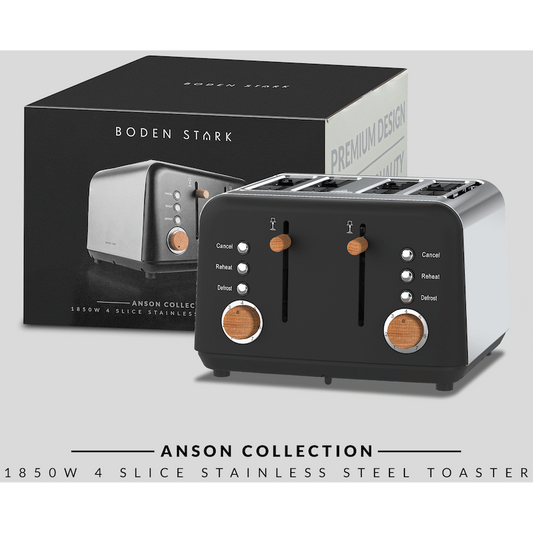 Boden Stark Anson Collection 4-Slice Stainless Steel Toaster - Black