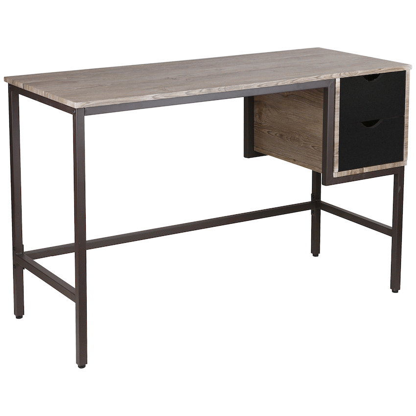 Everfurn Rampart Office Desk with Two Drawers, Powder-Coated Steel, Adjustable Feet