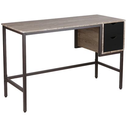 Everfurn Rampart Office Desk with Two Drawers, Powder-Coated Steel, Adjustable Feet