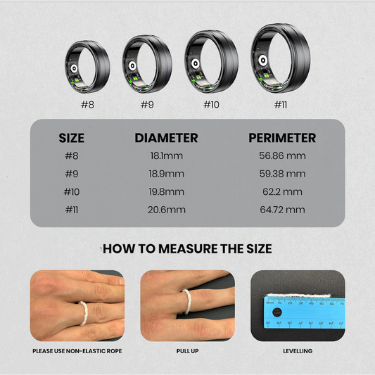 Volkano Ring Series Smart Ring with Charge Case - Black 20.6mm