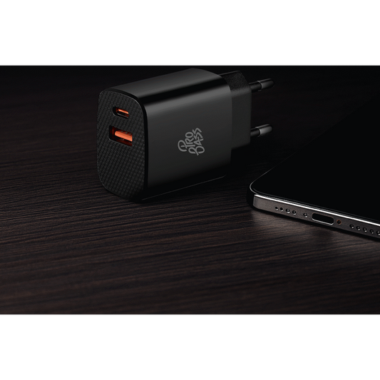 Pro Bass PowerCharge Series 12w Dual USB and Type-C Wall Charger - Black
