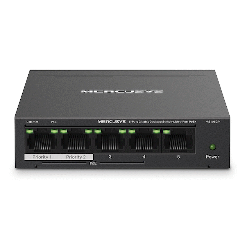 TP-Link Mercusys MS105GP 5-Port Gigabit Desktop Switch with 4-Port PoE+