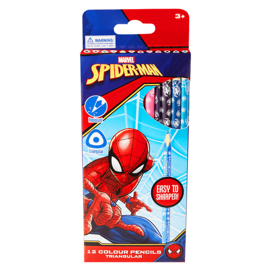 Spiderman 12 Colour Pencils Triangular Multi