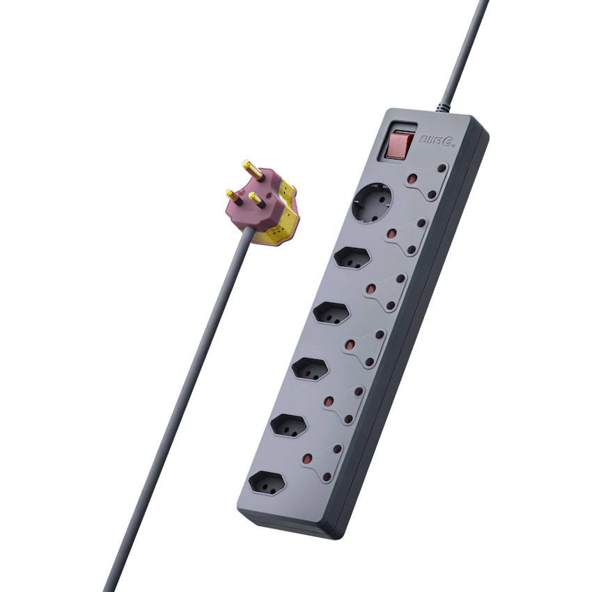 Ellies 12 way High Surge Multiplug 0.5M - Grey