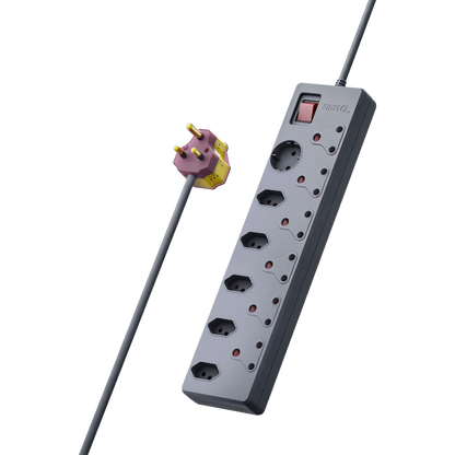 Ellies 12 way High Surge Multiplug 0.5M - Grey