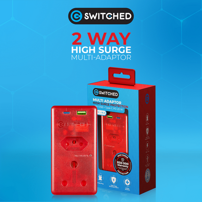 Switched High Surge Multi Adaptor with USB + Type-C PD20W