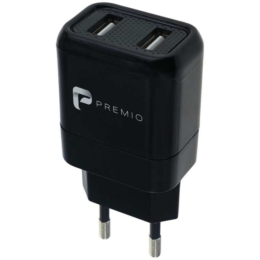 Premio 2.4a Dual Wall Charger - Black