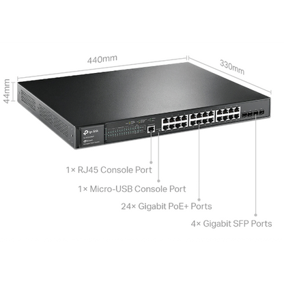 TP-Link SG3428MP JetStream 28-Port Gigabit L2+ Managed Switch with 24-Port PoE+