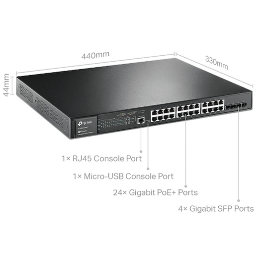 TP-Link SG3428MP JetStream 28-Port Gigabit L2+ Managed Switch with 24-Port PoE+