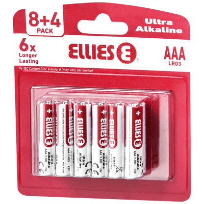 Ellies Ultra Series - Alkaline Batteries AAA 8+4 Value Pack - WT