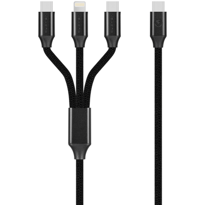 Volkano Weave Series 65w 3-in-1 Charge Cable - Black