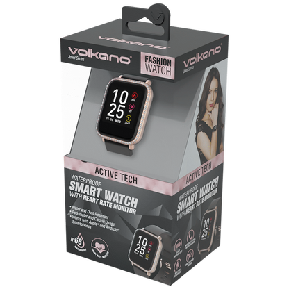 Volkano Jewel Series Women's One Touch Smart Watch - Black