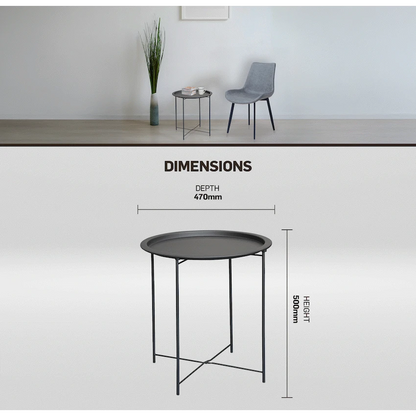 Everfurn Nala Side Table Black, Painted MDF, Steel Frame, 2 Pack