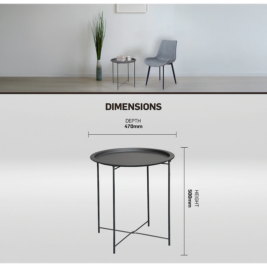 Everfurn Nala Side Table Black, Painted MDF, Steel Frame, 2 Pack